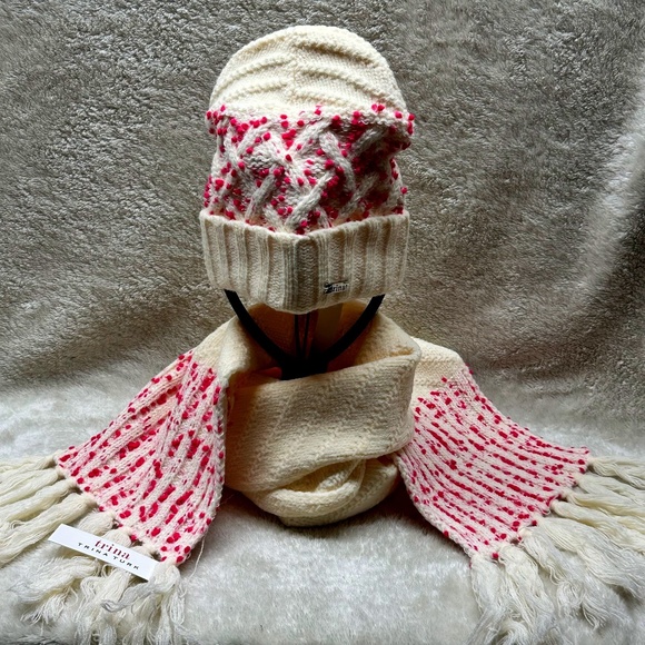 Trina Turk Pink Sprinkle and Cream Winter Beanie and Scarf Set main image 9